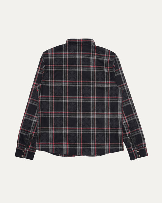 Gas Station Plaid Cashmere Cross Patch Loose Ends Flannel Shirt