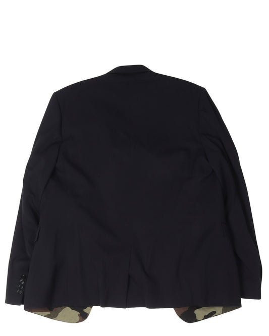 Three-Piece Virgin Wool Camouflage Lined Suit with Multizip Trousers