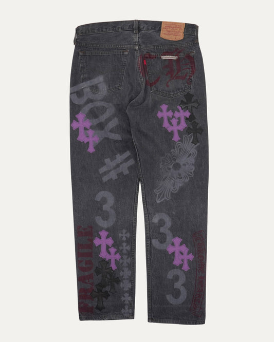 Levis 501 Stencil Cross Patch Jeans