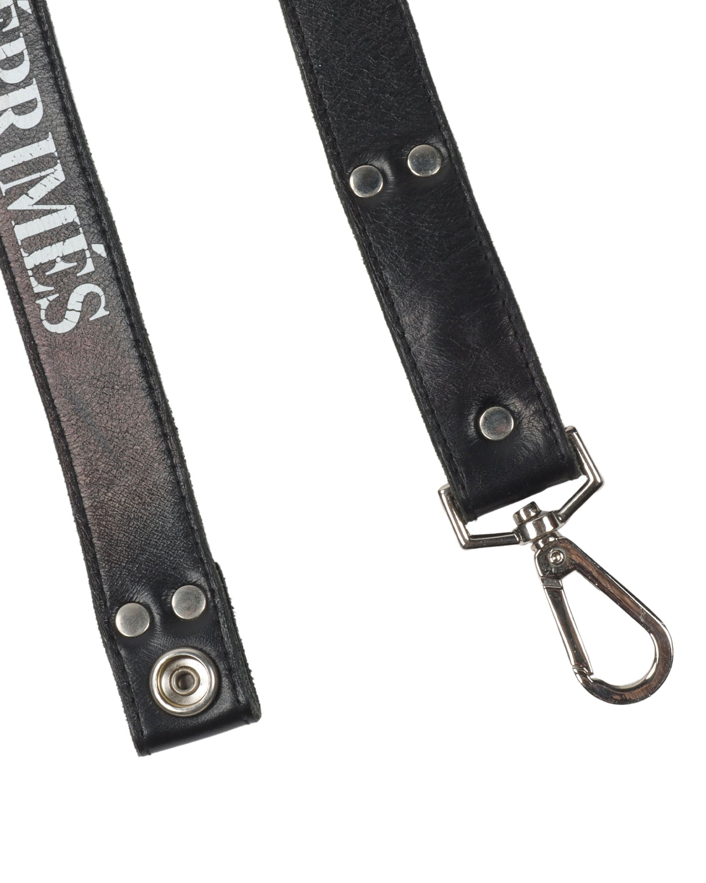 Logo Print Leather Lanyard