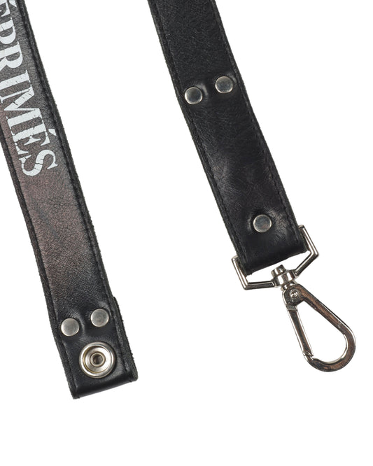 Logo Print Leather Lanyard