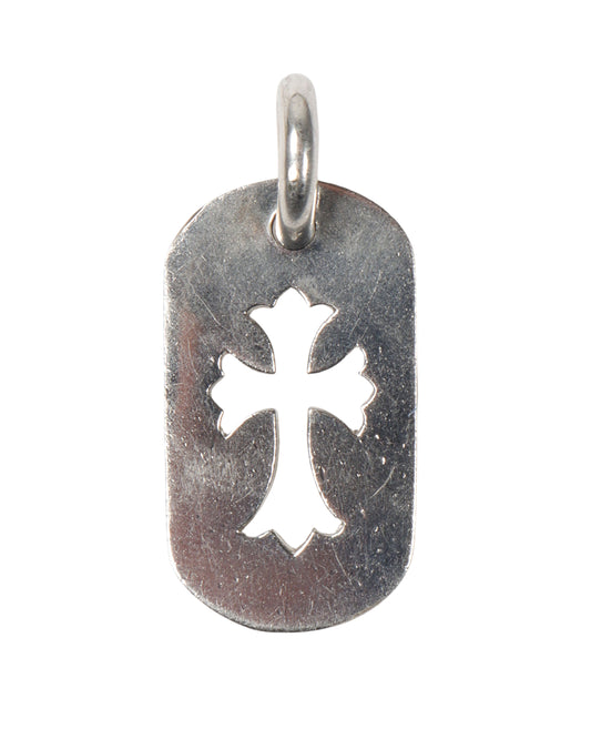 Diamond Cross White Gold Dog Tag Pendant