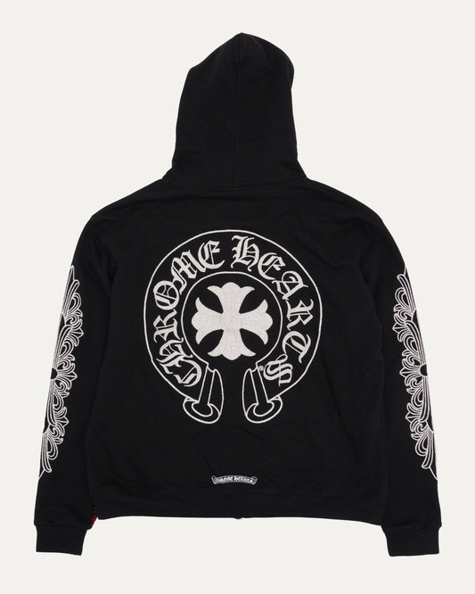 Paris Exclusive Beaded Horseshoe Logo Thermal Zip Up Hoodie