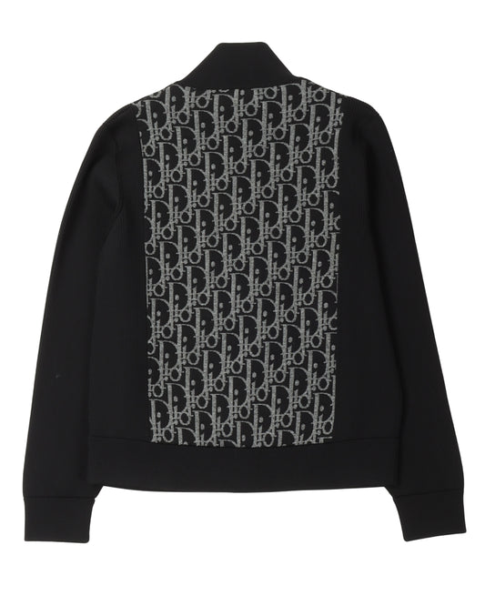 Mock Neck Monogram Zip Up Knit