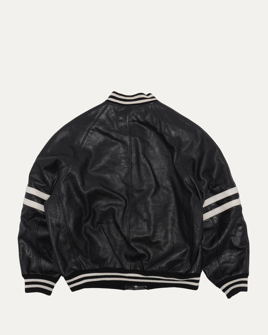 Striped Leather Bomber Jacket