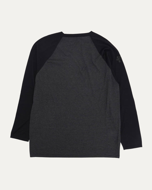 Silk Blend Cross Patch Long Sleeve Raglan T-Shirt