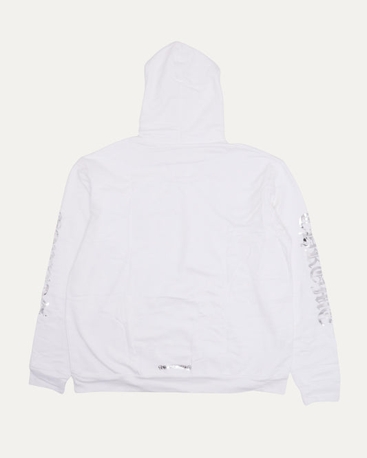 Metallic Print Vertical Logo Hoodie