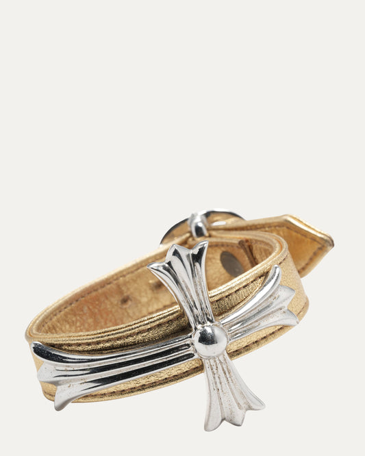 Silver Cross and Leather Gunslinger Bracelet