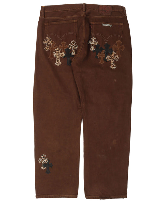 NYFW Leopard Levi's Cross Patch Jeans