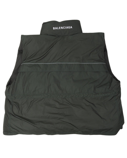 Oversized Logo Printed Padded Vest