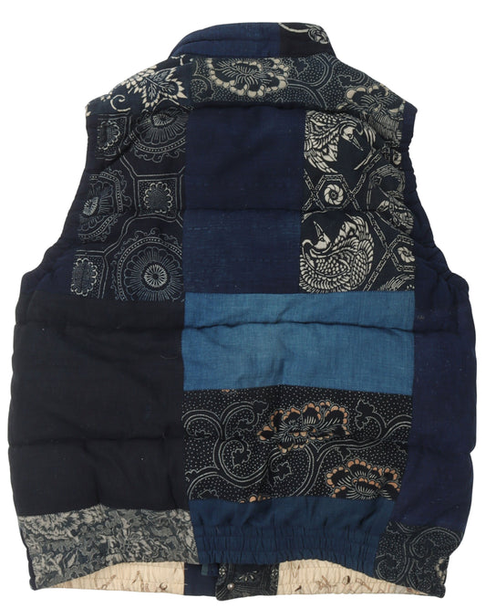 Indigo Kerchief Patchwork Down Vest