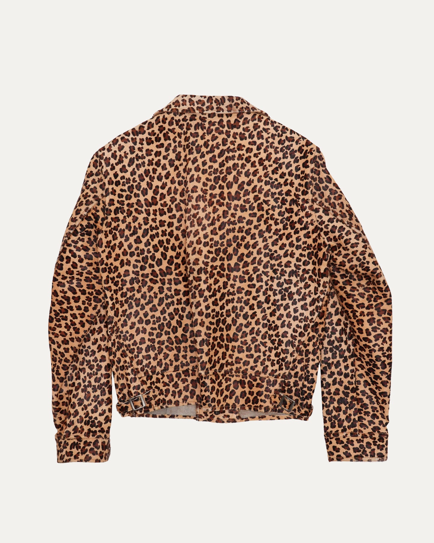 Leopard Print Hair on Hide Leather Campus Jacket