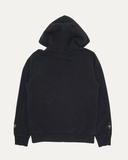 Silver Embellished Cross Patch Zip Up Hoodie