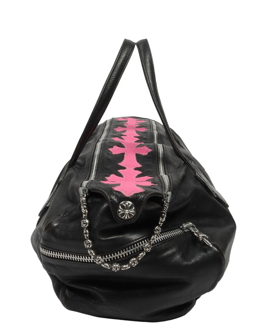 Leather Cross Patch Duffle Bag