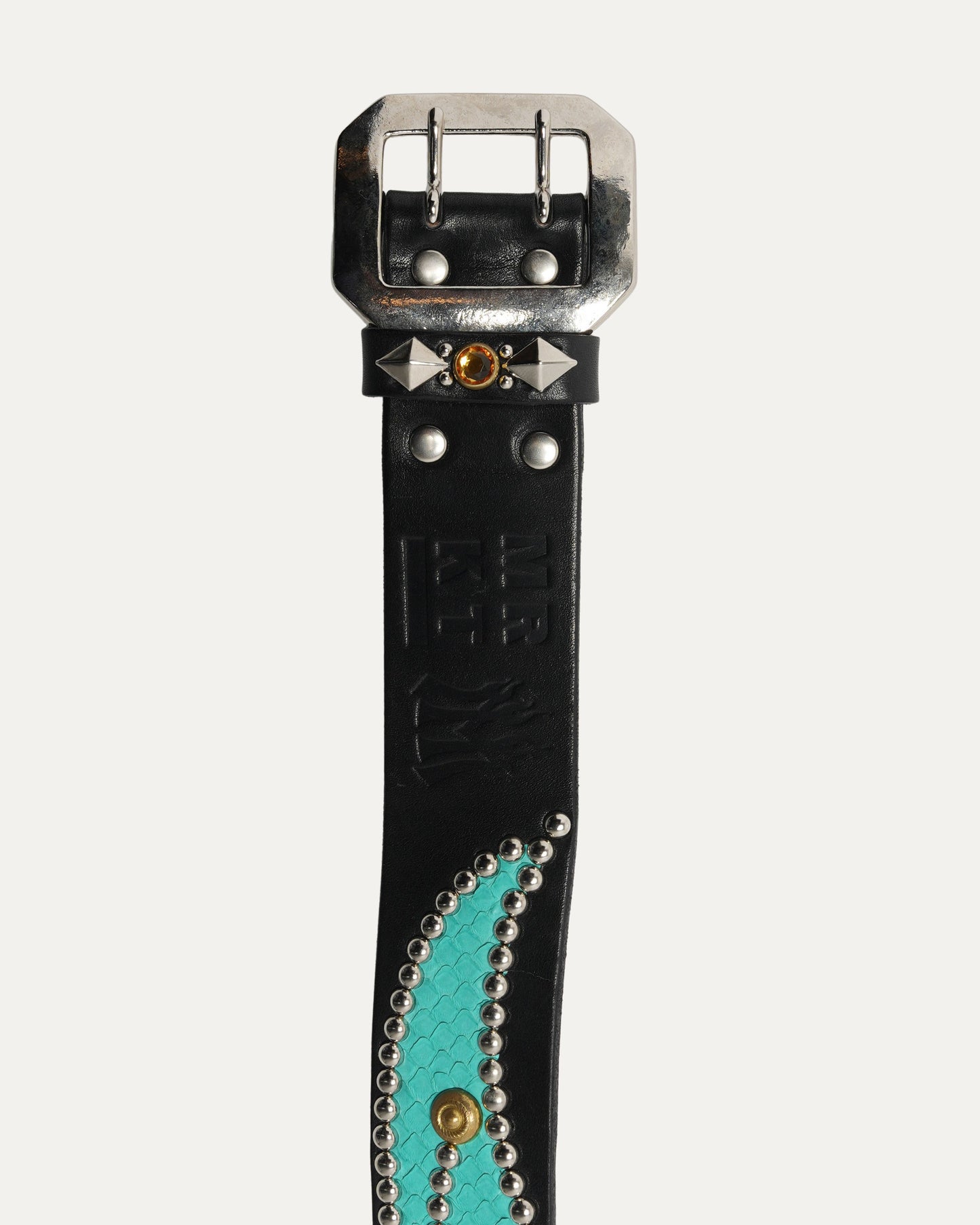 Studded Leather Snake Inlay Belt