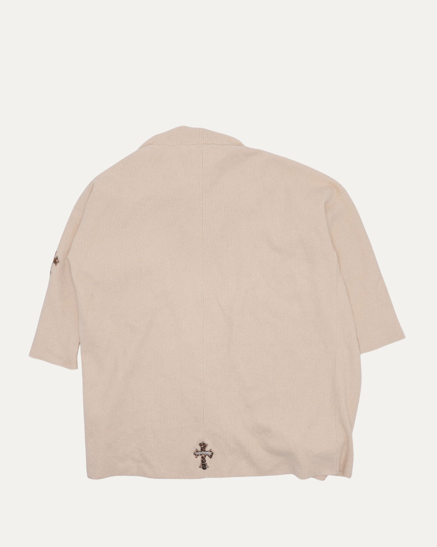 Pony Hair Cross Patch Hooded Cardigan Sweater