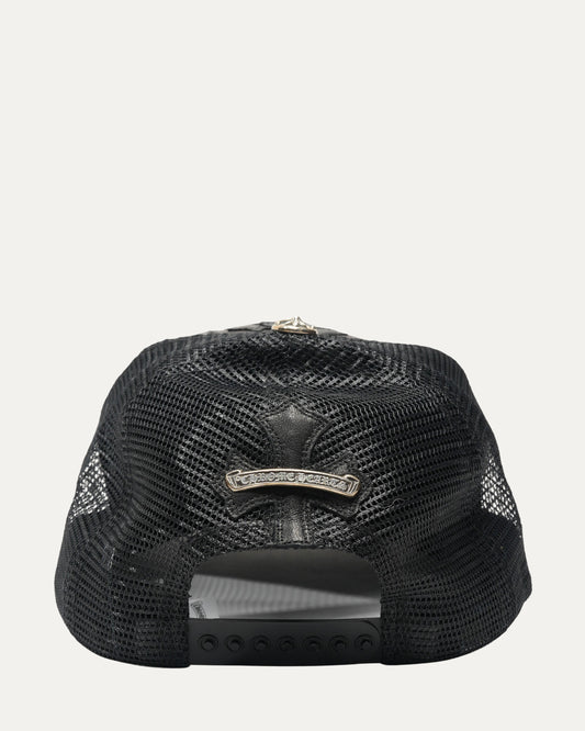 Leather Cross Patch Trucker Hat
