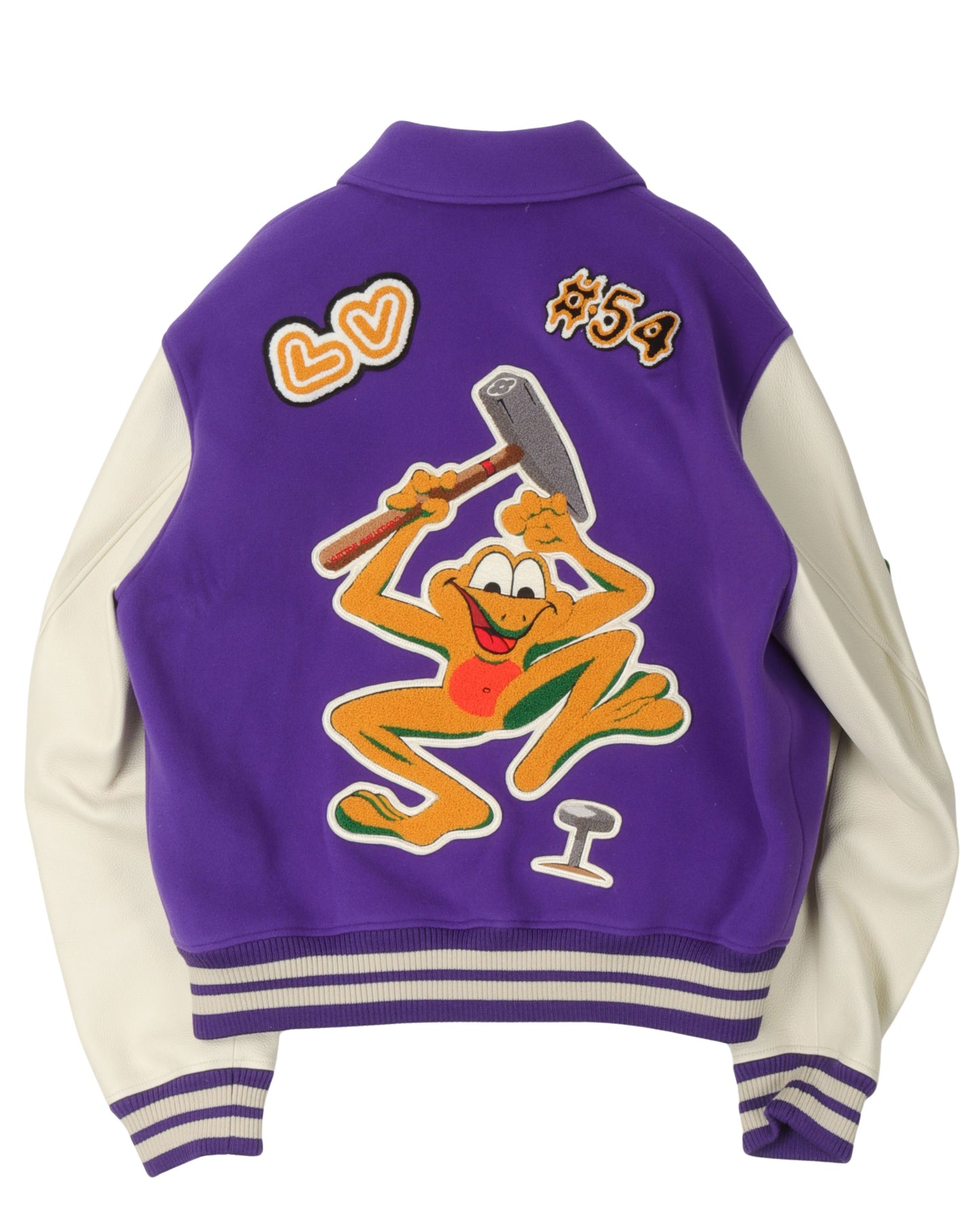 Multi-Patches Mixed Leather Varsity Blouson