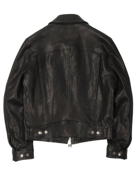 Zip-Pocket Leather Jacket