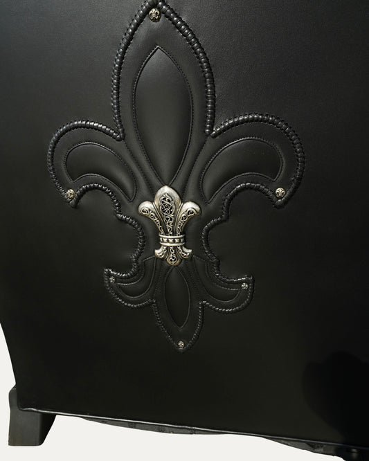 Leather Fleur De Lis Lounge Chair & Ottoman