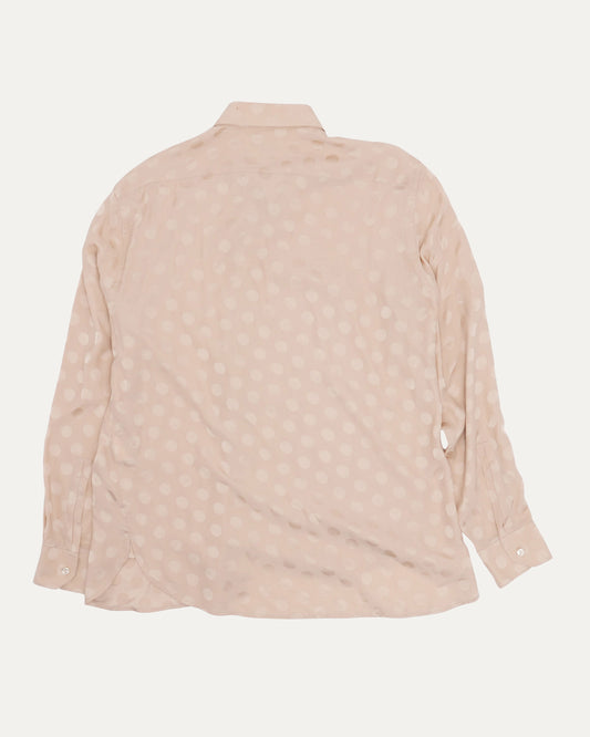 Hidden Placket Polka Dot Silk Shirt