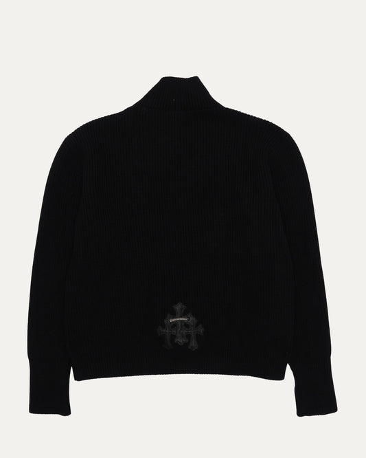 Cashmere Cross Patch Quarter Zip Sweater