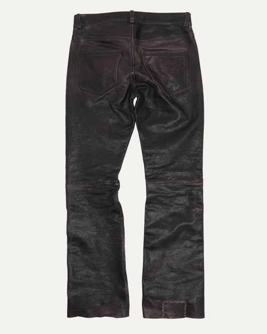 Crust Repaired Leather Flare Jeans
