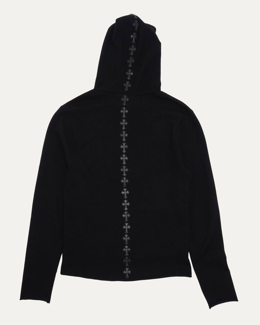 Spinal Cross Patch Cashmere Quarter Zip Hoodie