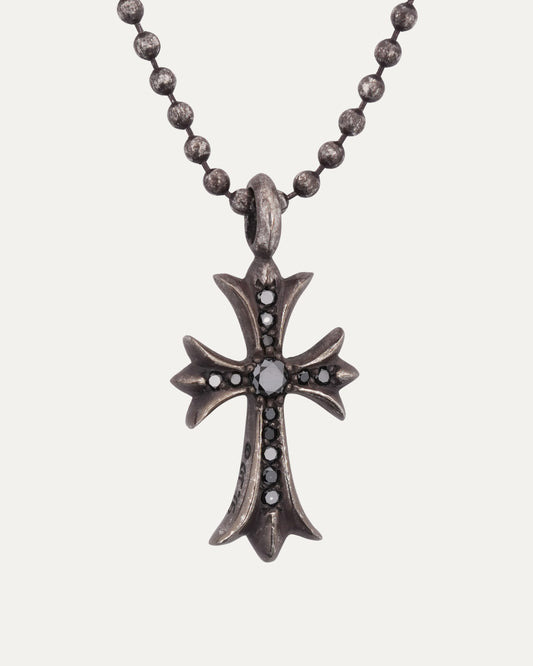 Black Diamond Tiny Fat on Ball Chain Necklace