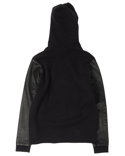 Leather Sleeve Hoodie