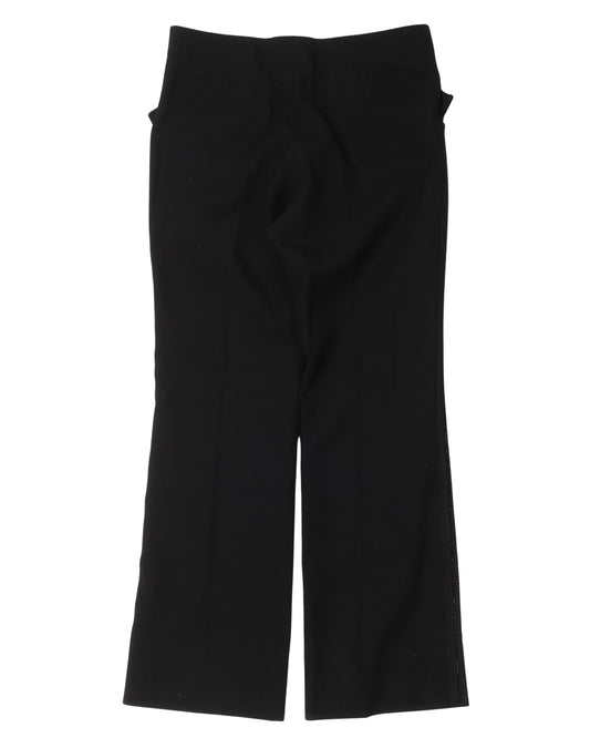 Pleated Embellished Side-Stripe Slacks