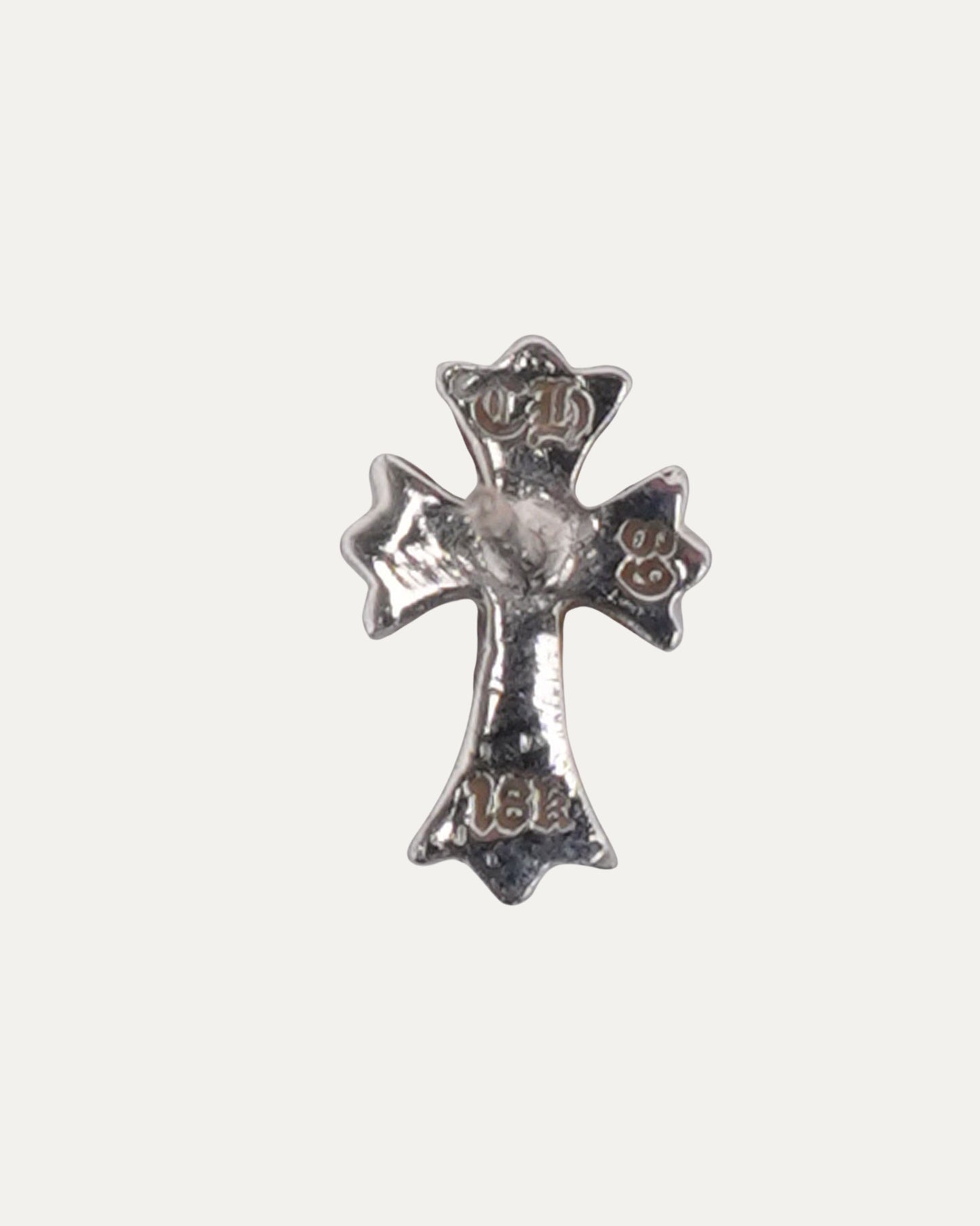 White Gold and Diamond Cross Stud Earring