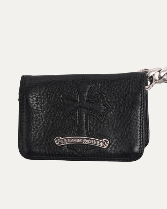 Cross Patch Bifold Wallet with Cuban Link Chain