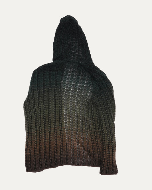 Gradient Hooded Cardigan Sweater