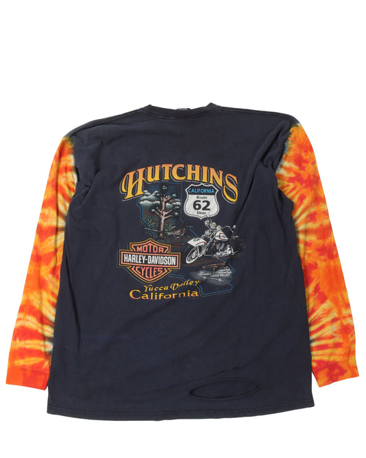 Harley Davidson Flaming Shield Tie Dye Sleeve T-Shirt