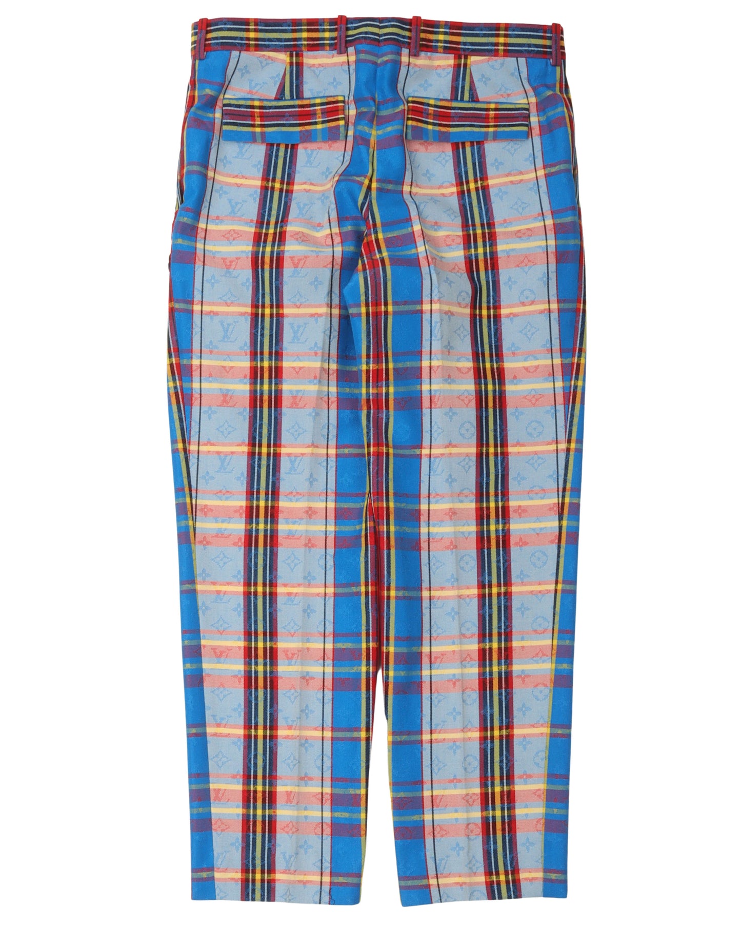 Monogram Check Pleated Pants