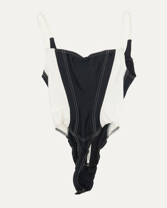 Denim Paneled Bodysuit