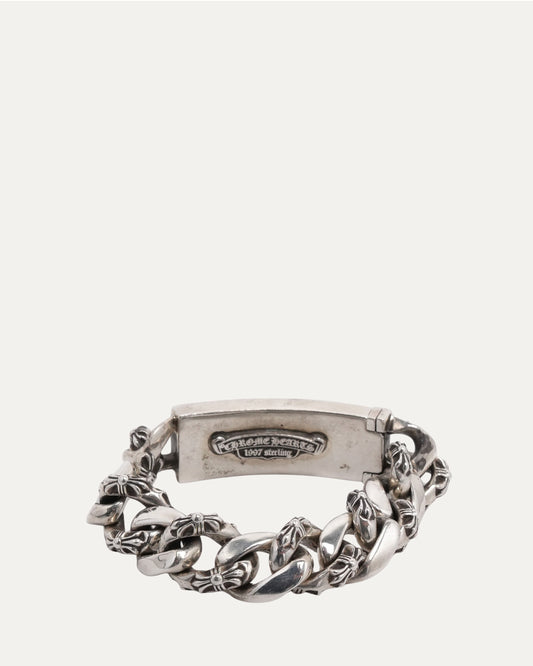 Floral Cross Fancy Link ID Bracelet