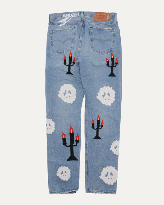 Virgil Abloh 'Message in a Tear' Embroidered Jeans