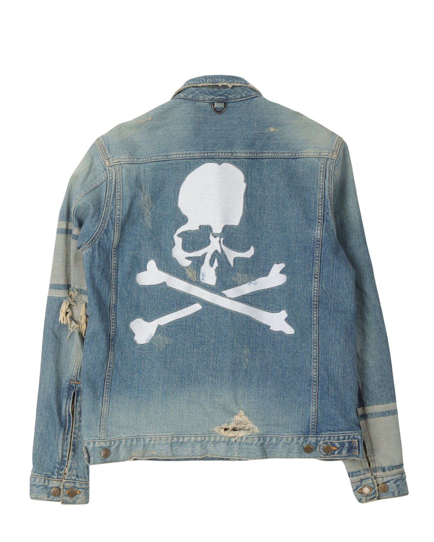 Distressed Jacquard Stripes Denim Jacket