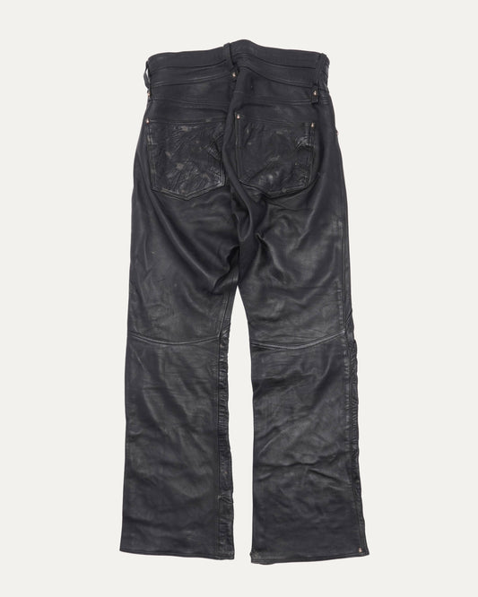 Contrast Panel Leather Pants