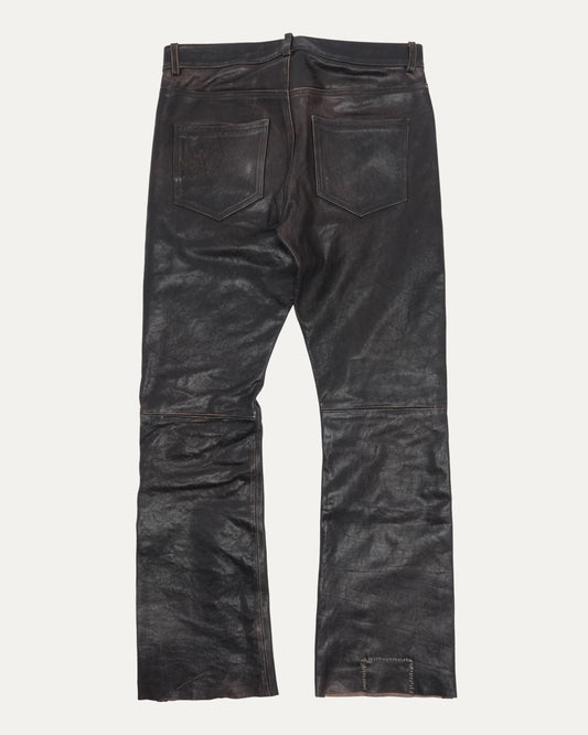 Crust Repaired Leather Flare Jeans