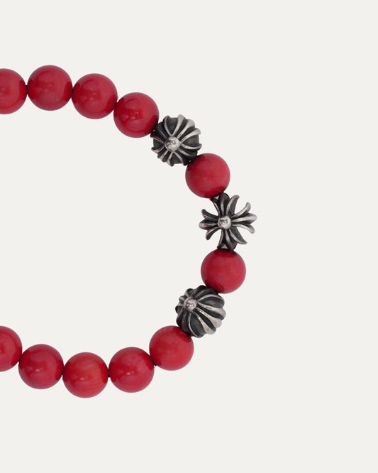 6mm Coral Multi Charm Bead Bracelet