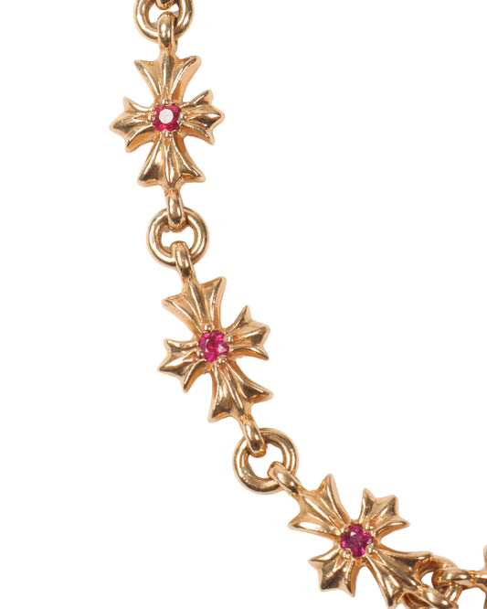 Gold and Ruby Tiny E Bracelet