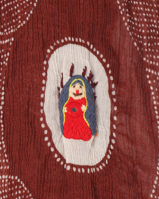 Virgin Mary Yarn Applique Scarf