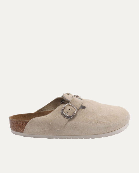 Fleur Embellished Birkenstock Boston Suede Mule