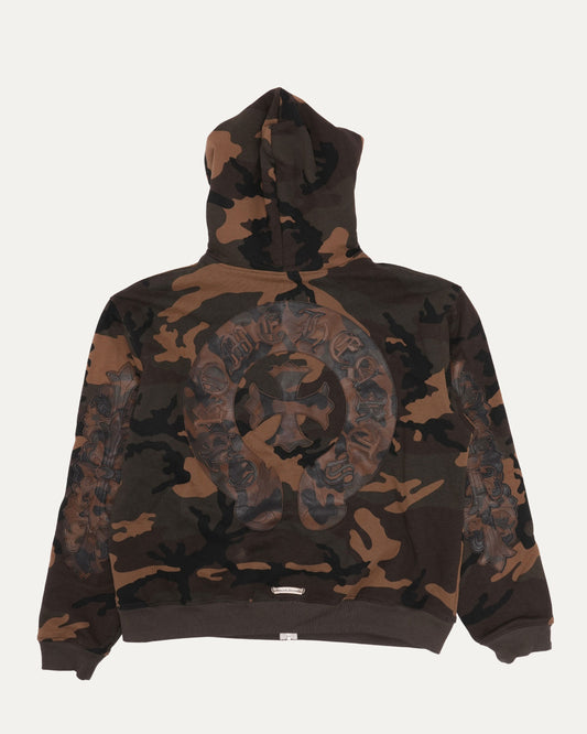 Camouflage Horseshoe Floral Cross Patch Thermal Zip Hoodie