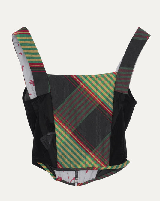 Linen Plaid Corset Top