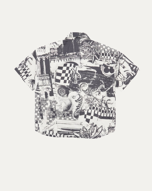 Canvas Parisian Collage Print Short Sleeve Shirt