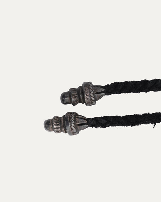 Braided Leather Necklace with Silver Aglets